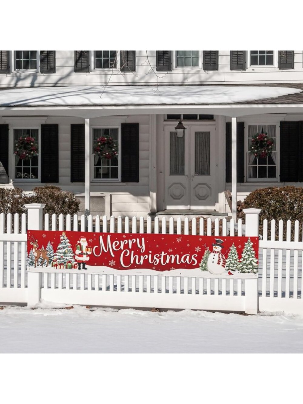 10ft Large Merry Christmas Fence Banner - Holiday Yard Sign & Backdrop Decor